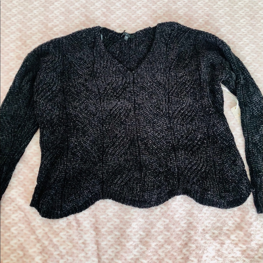 Black Chenille Cropped Sweater